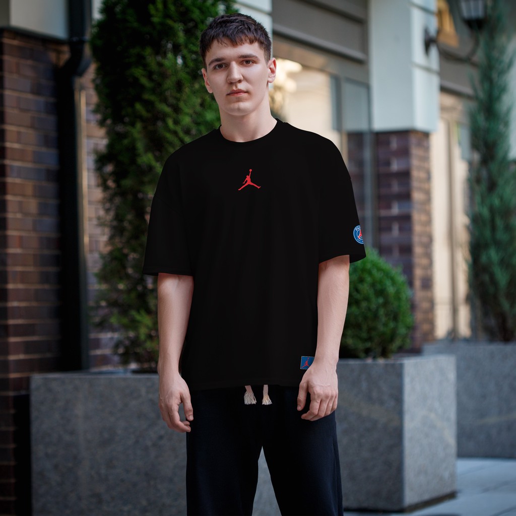 Áo thun Air Jordan PSG, áo thun form oversize. Chất cotton mịn thấm hút mồ hôi