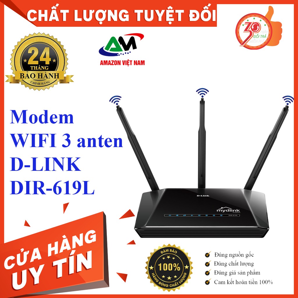 [WIFI 3 RÂU D-LINK] Bộ phát wifi Dlink DIR-619L 300Mbps