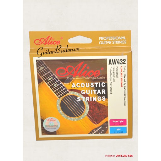 Dây đàn guitar Acoustic Alice AW432 chính hãng size 11 - tặng kèm Pick Alice 0.71