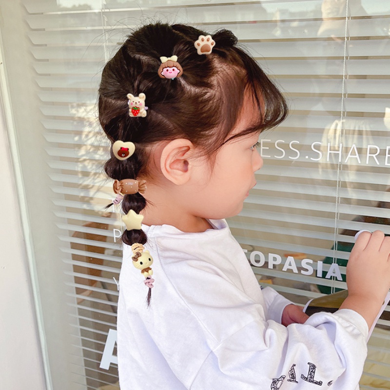 Dây Buộc Tóc Cao Su Co Giãn Hình Gấu Màu Cà Phê Sữa Dễ Thương Cho Bé Gái JP5