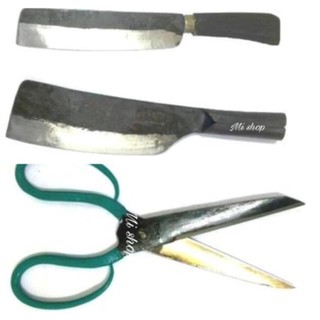 Bộ dao chặt+dao thái+kéo cắt gà -nhíp xe 100% ĐA SỸ (Đen)