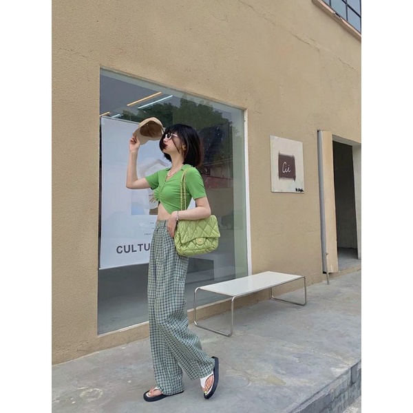 Áo croptop xanh lá siêu đẹp dễ thương cá tính