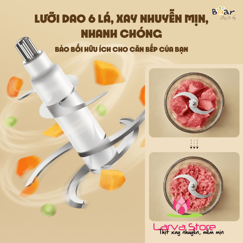 Máy Xay Ăn Dặm 0.6L Bear QSJ-D02Q1 Rất Tiện Dụng - Bản Quốc Tế - Bảo hành 18 tháng