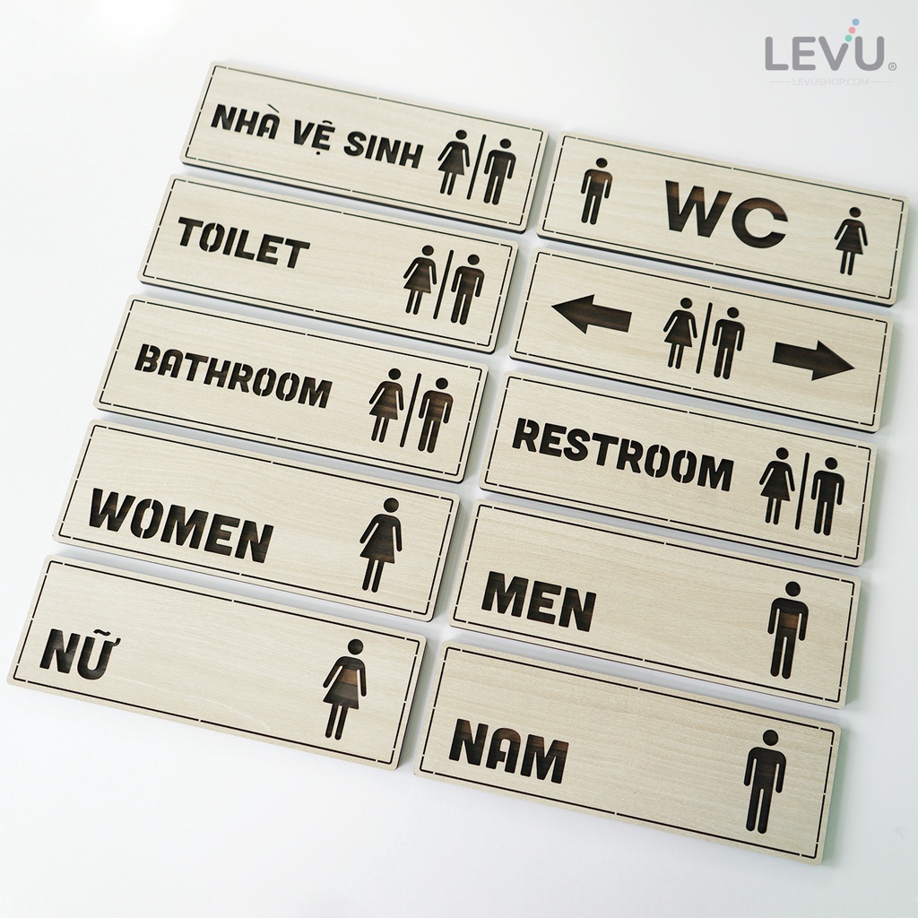 Bảng tên phòng dán cửa nhà vệ sinh WC Toilet Resroom Bathroom LEVU TL29S