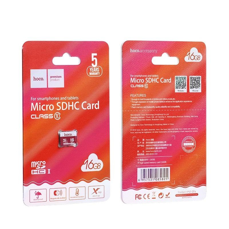 Thẻ nhớ microSDHC Hoco 16GB Class 10 85MB/s (Đỏ) - Bảo hành 5 năm