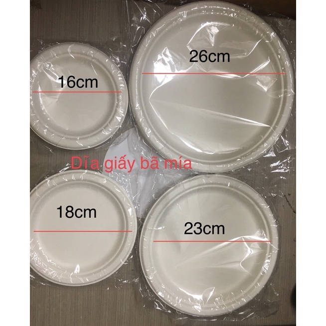 Set 10 dĩa giấy bã mía 26cm