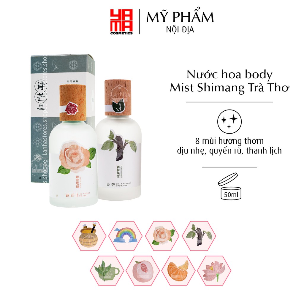 Nước Hoa Body Mist Shimang Trà Thơ Mẫu Mới Nắp Gỗ Thân Thủy Tinh Vỏ Mờ Sang Trọng Xịt Thơm Body Mist | Thế Giới Skin Care