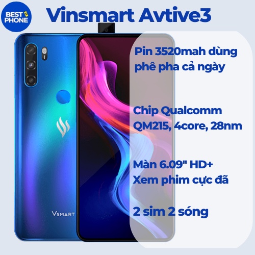 Điện thoại Vsmart active 3 giá rẻ, Điện thoai vinsmart active 3 cũ kèm đầy đủ phụ kiện chính hãng