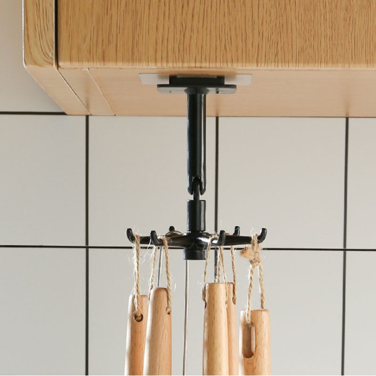 Móc treo dán tường có 6 nhánh xoay 360° giá treo đồ nhà bếp móc chìa khóa decor trang trí nhà cừa đồ gia dụng
