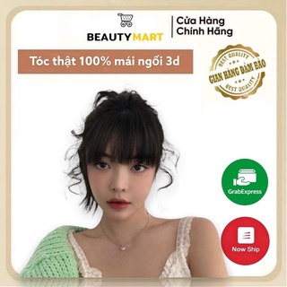 Tóc giả nữ Mái ngố 3d làm bằng sợi Tóc Thật có rãnh dệt tàng hình Cao Cấp