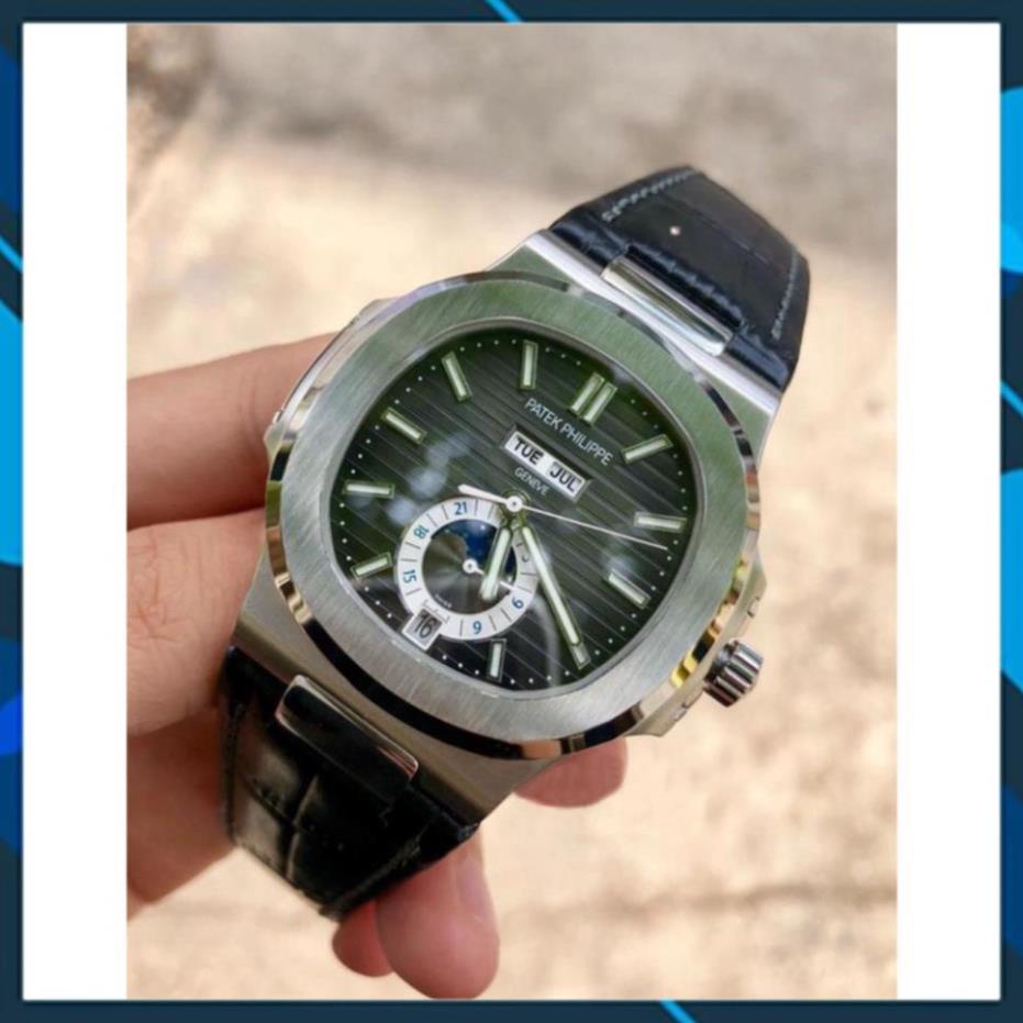 Đồng Hồ Nam Nautilus 5726A-001 Titanium Case Black Dial Black Leather + Thẻ Bảo Hành , Đồng hồ thật giá trị thật