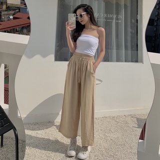 Quần lụa dáng suông rộng cạp chun qb255 lollie studio
