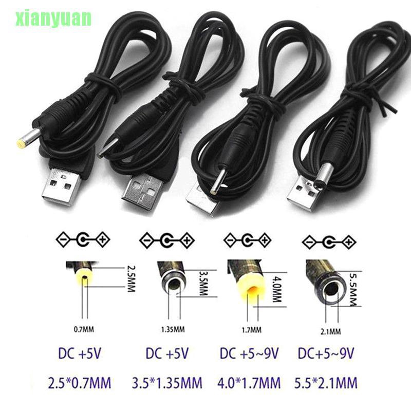 Dây Cáp Kết Nối Chuyển Đổi USB Sang Cổng DC 2.5 3.5 4.0 5.5mm 5V Màu Đen