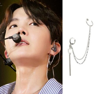 Bông tai idol 2 khuyên tròn thả gậy nhỏ Jhope BTS