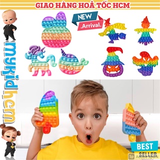 Đồ chơi phát triển trí tuệ giải trí POP IT  cho bé HEO PEPPA UNICORN HALOWEEN RABBIT MÀU PASTEL