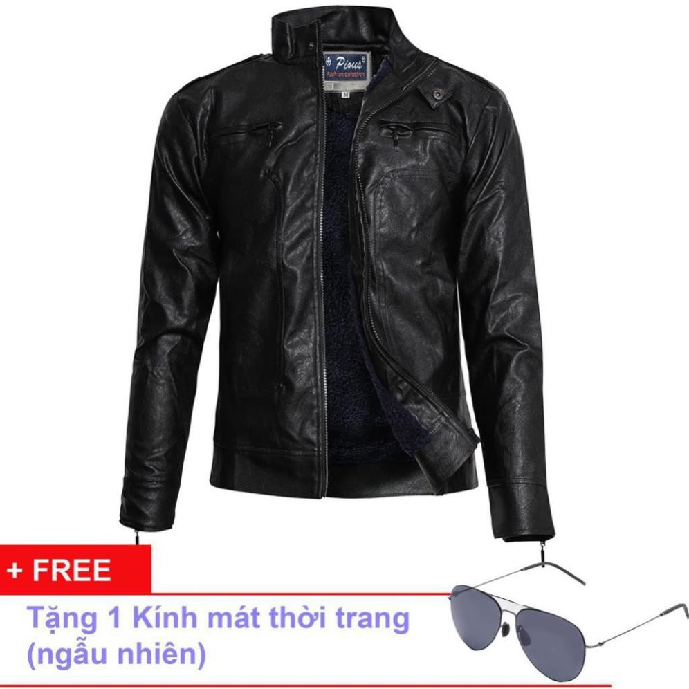 Áo Khoác Da Nam Lót Lông Thời Trang Cao Cấp Gabofashion AD026k + Tặng Kèm 1 Kính Mát hàng VNXK