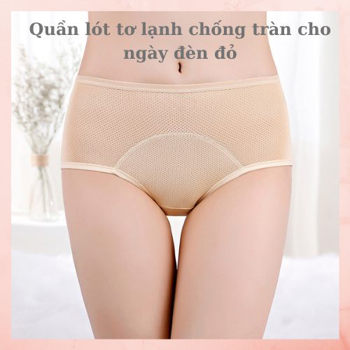 Quần Lót Nguyệt San / Quần Lót Chống Tràn Dùng Trong Ngày Đèn Đỏ Chất Liệu Tơ Lạnh Siêu Mềm Mát- Đũng chống thấm cao cấp