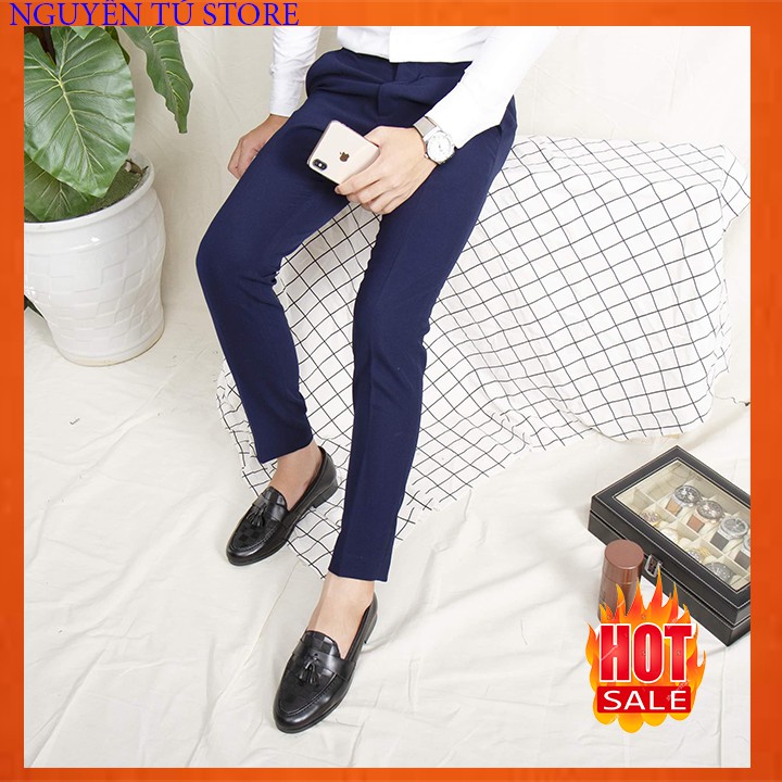 Quần tây nam vải co giãn màu xanh than