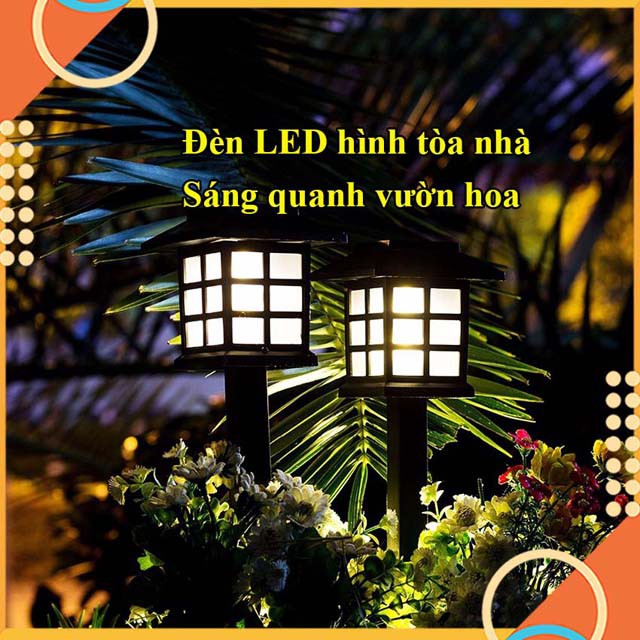 Đèn trang trí sân vườn-biệt thự năng lượng mặt trời hình mái nhà không tốn dây điện, MS 0403