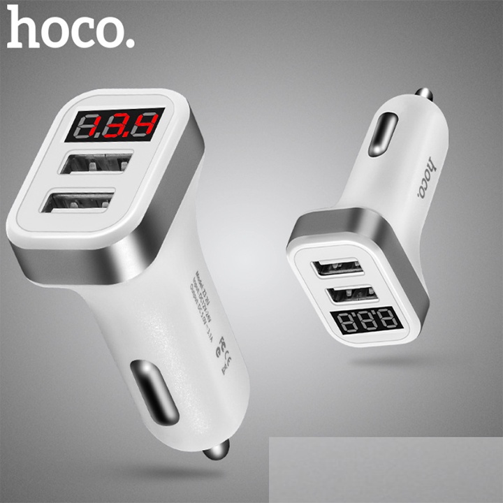 Tẩu sạc ô tô nhãn hiệu Hoco Z3 DC 12-24V Tích hợp 2 cổng USB DC 5V-3.1A - Bảo Hành Chính Hãng 12 Tháng