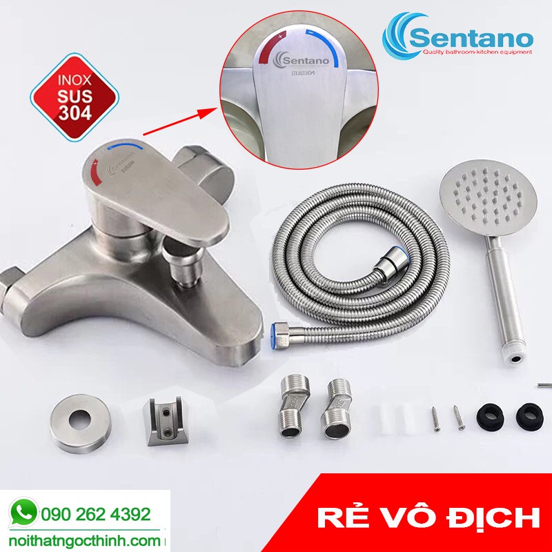 Bộ củ sen tròn tắm nóng lạnh SENTANO inox 304 cao cấp, bề mặt inox mờ chống trầy xước