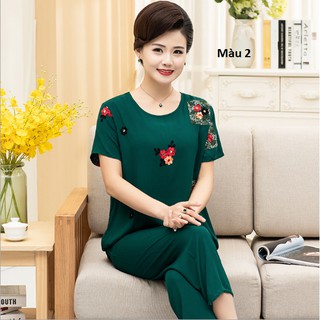 Quần áo trung niên cho mẹ chất lanh