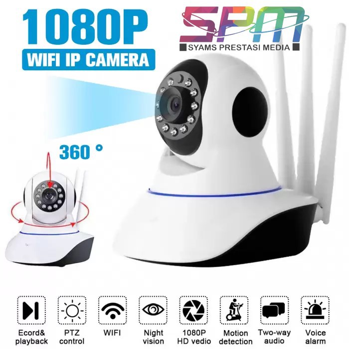 Camera An Ninh Cctv Wifi Baby Cam Q5 3 Antenna Yyp2p Ptz 1080hd 2mp - Ip