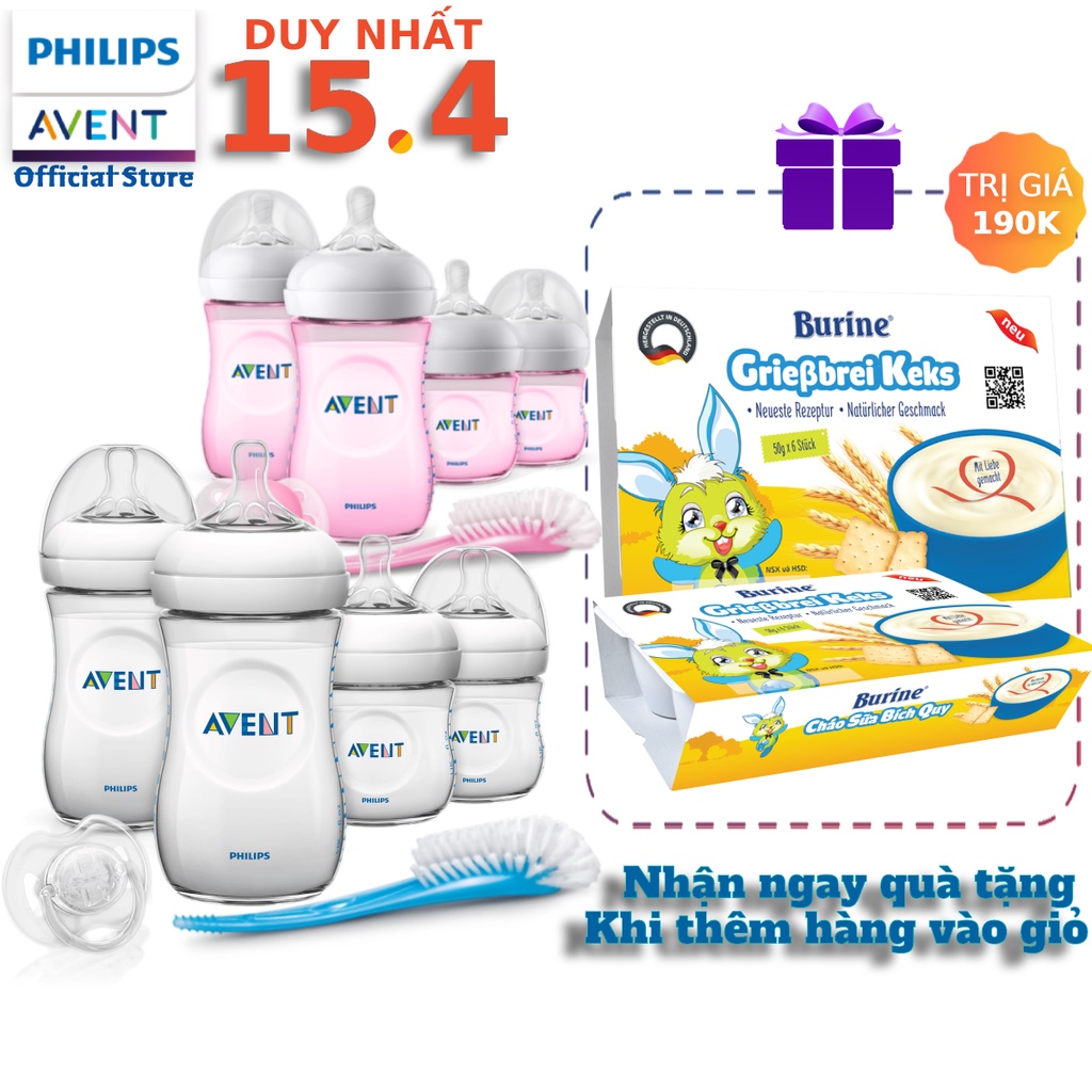 Bộ bình sữa, ty ngậm thiết kế tự nhiên Philips Avent SCD290