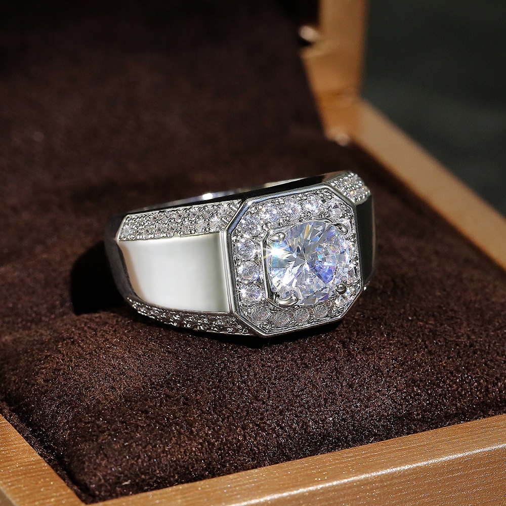 Nhẫn đính đá Sapphire trắng tự nhiên sang trọng cho nam