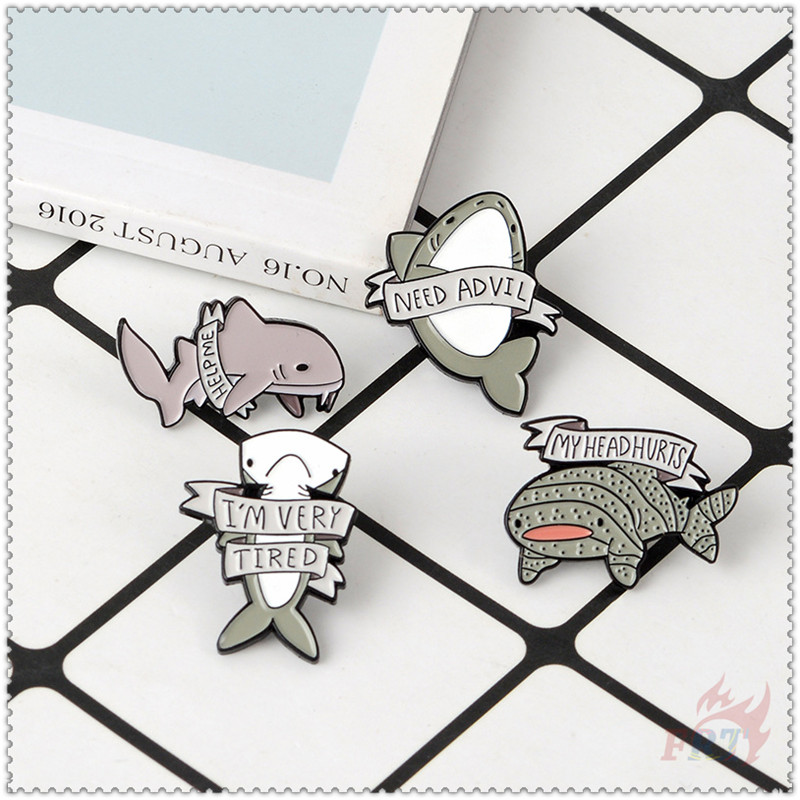 ★ Cá Mập Đại Dương Bảo Vệ Khỏi Cá Mập ★ 1 Huy Hiệu Gài Áo Ba Lô Hình Động Vật Biển