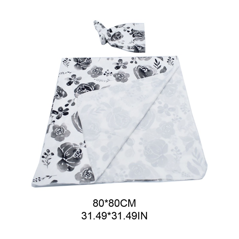 Bộ Chăn Quấn Và Nón Bằng Cotton Nguyên Chất In Họa Tiết Hoa Dành Cho Em Bé