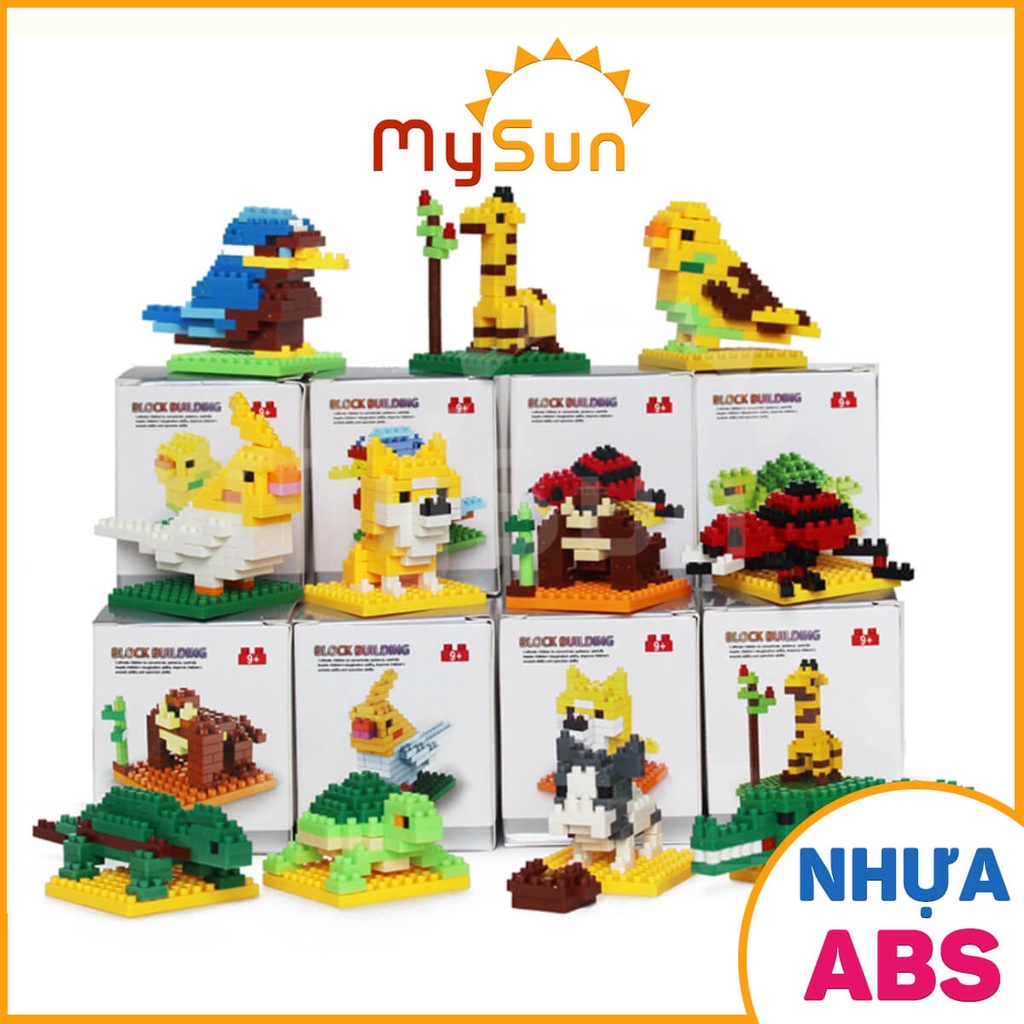 Đồ chơi lego xếp mô hình động vật con chó, chim thú, cá sấu giá rẻ cho bé trai, gái MySun