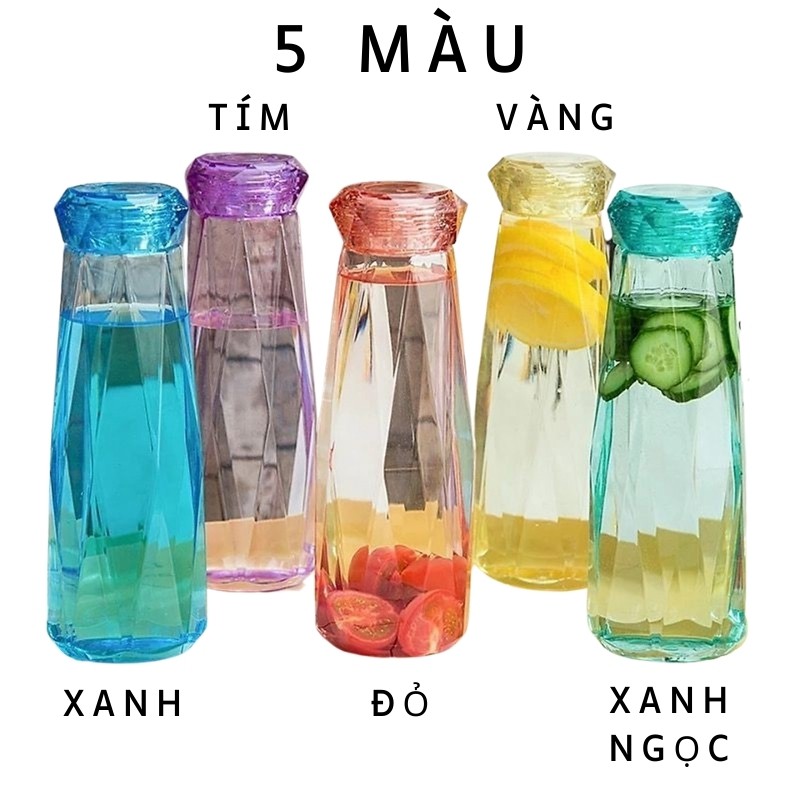 Bình Nước Thủy Tinh Đựng Nước Bình Kim Cương 500ml