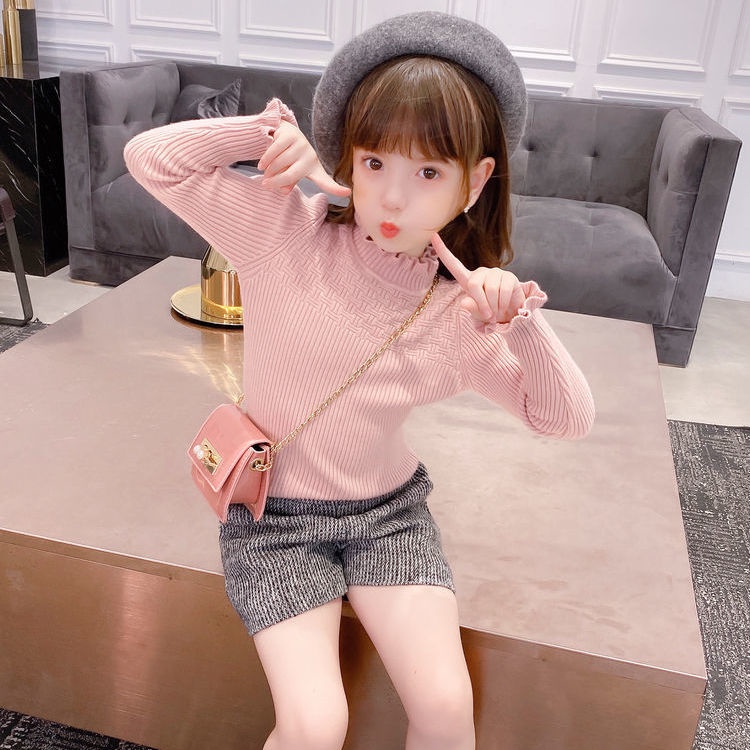 Áo len cổ cao phong cách Hàn Quốc thời trang mùa thu mới cho bé gái
