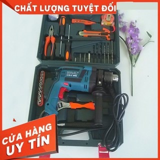 Máy khoan tường, sắt, gỗ gsb13 re+ 28 dụng cụ- máy khoan đa năng