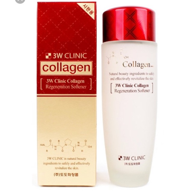 Combo 2 Chai Nước Hoa Hồng Toner Trắng Da, Se Khít Lỗ Chân Lông Từ Collagen 3W CLINIC Hàn quốc 150ml/Hộp - HỘP ĐỎ