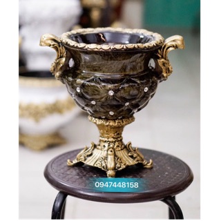 Bình hoa composite dáng trám thấp ( màu rêu )