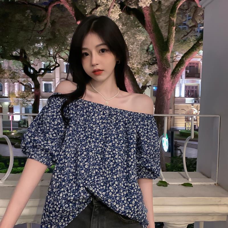 Áo Sơ Mi Hoa Trễ Vai Cổ Điển Kiểu Pháp Mùa Hè Mới Cho Nữ