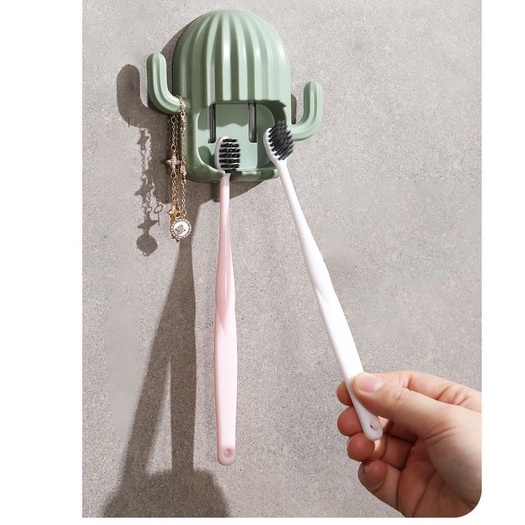 Giá treo bàn chải ⚡ SIÊU HOT ⚡ Kệ treo bàn chải đánh răng hình xương rồng màu pastel dễ thương, tiện lợi