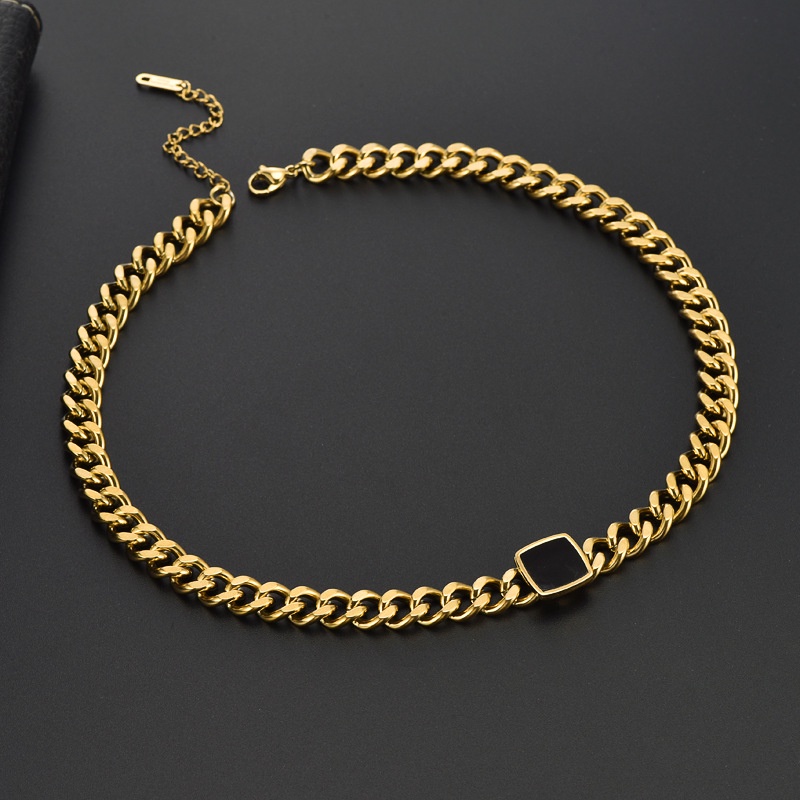 Vòng cổ Thép Titan Màu Vàng Kim Phong Cách Hip Hop Âu Mỹ Thời Trang Mùa Hè Cho Nữ