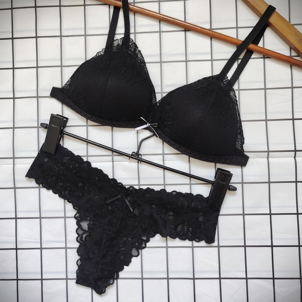 Set Bra - Bralette ren sexy không gọng, mút mỏng - Màu đen - NY39 - Đồ lót nữ | BigBuy360 - bigbuy360.vn
