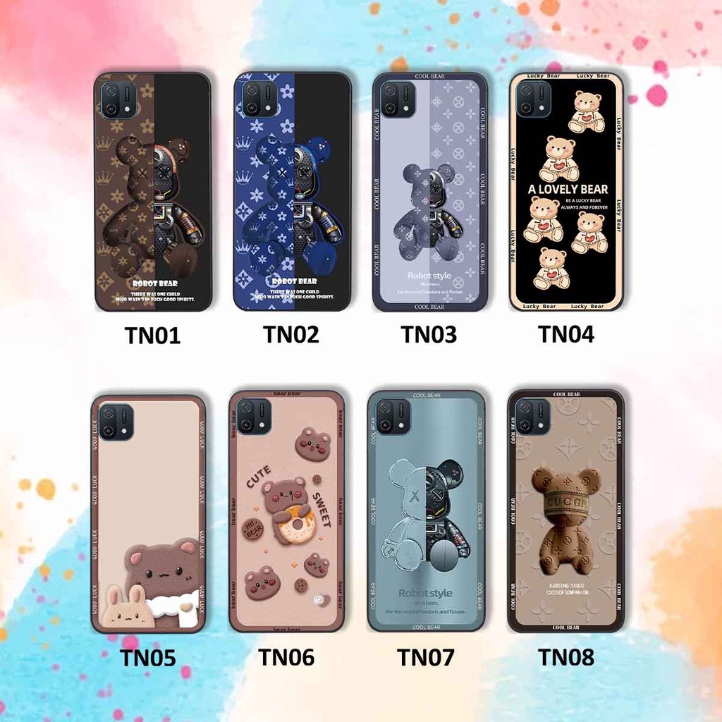 Ốp Oppo A16k bear brick, gấu đáng yêu, dễ thương