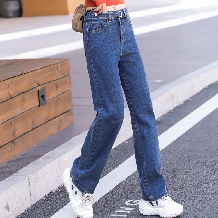 SUXI Quần Jean Lưng Cao Màu Sắc Đơn Giản Hợp Thời Trang