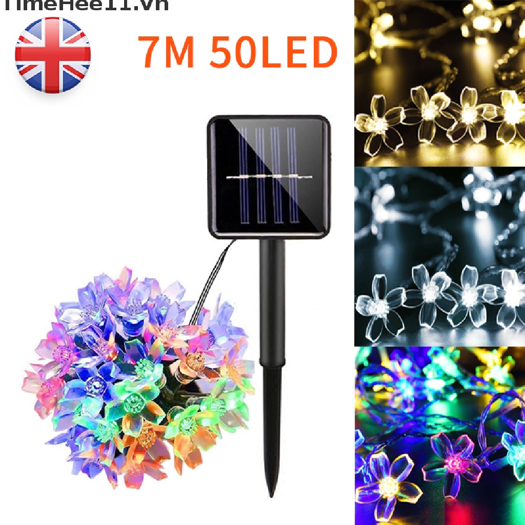 【TimeHee11】 50LED Christmas Solar Flower String Lights Garden Outdoor Fairy Lights Party UK [VN]