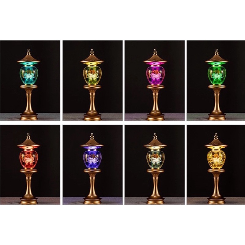 Đèn Pha Lê Thờ Cúng Hình Tháp - Đèn Led Đổi Màu Cao Cấp