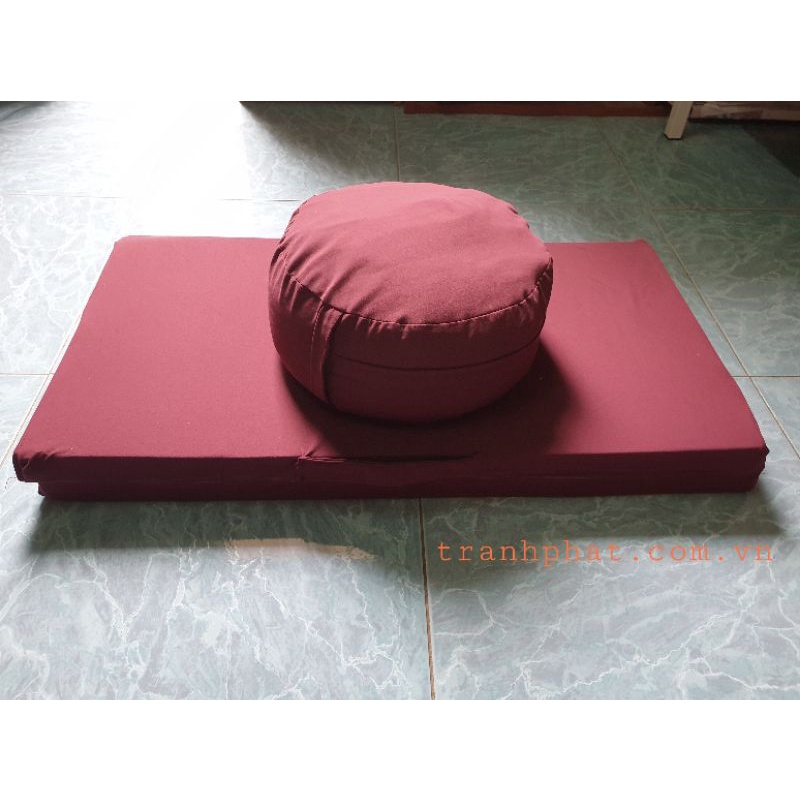 bộ tọa cụ 67x70x5cm gấp loại 1, bồ đoàn 25x10cm ruột vỏ đậu xanh