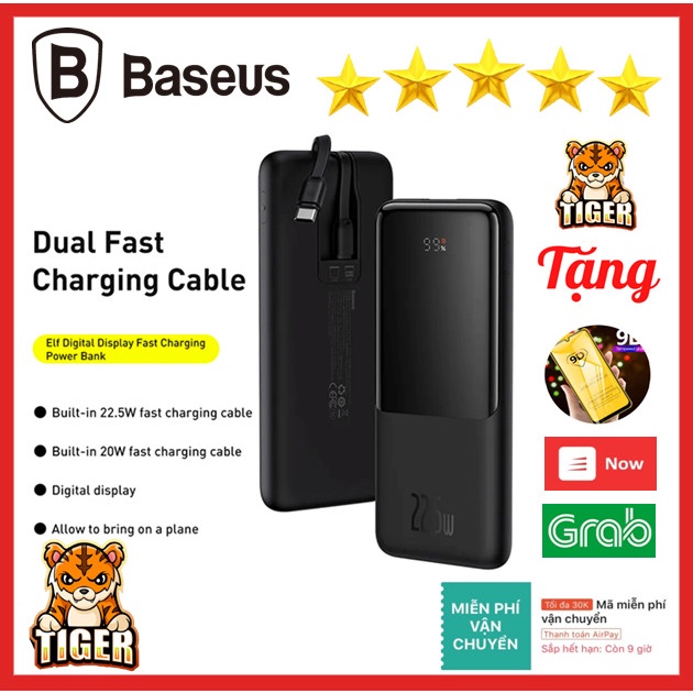 Pin Sạc Dự Phòng BASEUS 10000 mAh BASEUS ELF Digital Display Hỗ Trợ Sạc Nhanh 22.5W đen