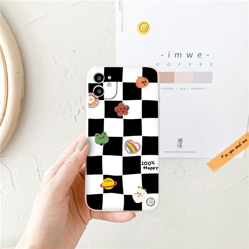 Caro Case iphone 12 11 pro Max ốp iphone sticker trắng đen cho 7 plus 8plus xs xr xs max 13pro 13promax