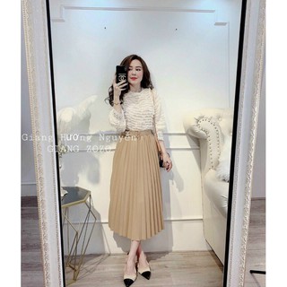 Chân váy dài xếp li thời trang có nhiều màu