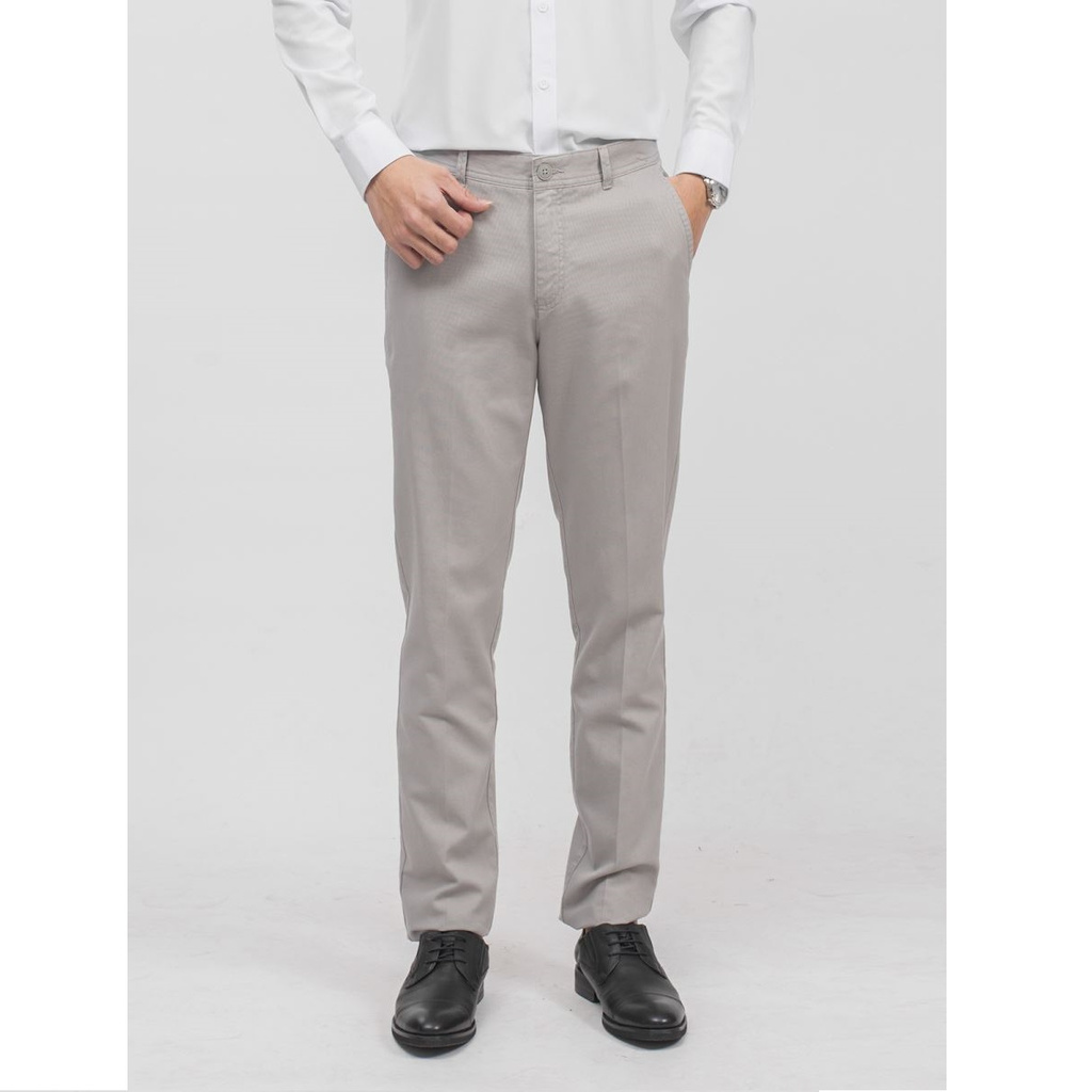 Quần Kaki Nam Aristino AKKR02 Màu Xám 135 Dobby Dáng Regular Fit Vải Cotton